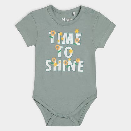 Star & Flower Print Unisex Romper-2-4 M / Green