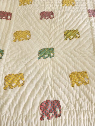 Handblock printed Cotton Reversible Kids Razai/ Quilt- 60x90 inches