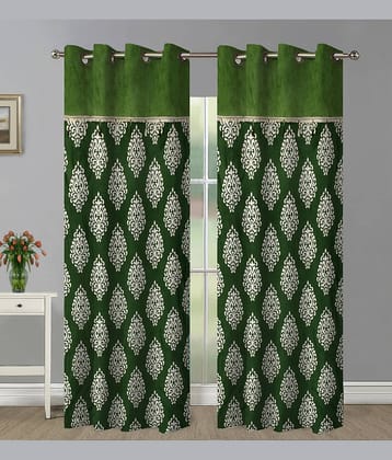 Home Candy Set of 2 Door Semi-Transparent Eyelet Polyester Green Curtains ( 213 x 120 cm )