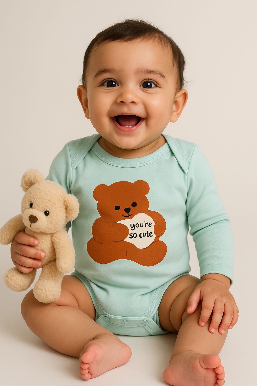 Pastel Green Cotton Jersey Envelope Neckline Onesie-0-3 months