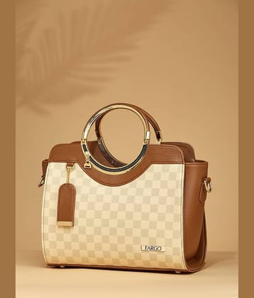Fargo Beige Artificial Leather Handheld Bag