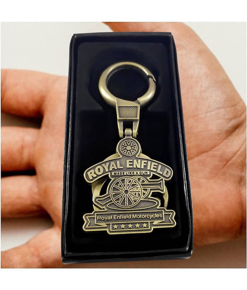 Divvy  Premium Quality Brass Metal Royal Enfield Bullet Bike Dual Key Ring Key Chain, KeyChain KeyRing