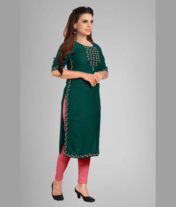 Kapadia - Green Rayon Women's Straight Kurti ( Pack of 1 )