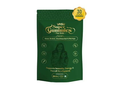 Vasu Super Gummies for Kids - Immunity, Energy & Growth Support Natural Strawberry (30- Gummies) Vasu Super Gummies for Kids - Immunity, Energy & Growth Support Natural Strawberry (30- Gummies)