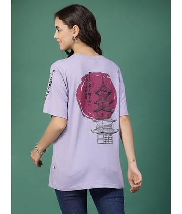 Rigo Women Cotton Printed Oversized Fit Round Neck T-Shirt ( Black )