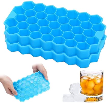 Flexible Silicone Honeycomb Design 37 cavity Ice Cube Moulds Trays Small Cubes For Whiskey Tray For Fridge (Multicolor)