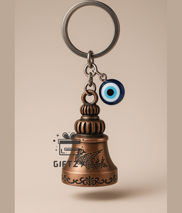 Guardian Bell Keychain with Evil Eye Red Finish Protection Bell, Lucky Spiritual Ghanti Keyring for Riders, Bike Keychain for Men & Women, Car Keys, Home Keys & Gifting Accessory