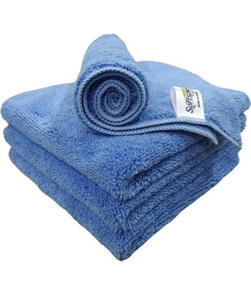 SOFTSPUN Microfiber High Loop Cleaning Cloths, 40x40 cms 4 pcs Towel Set 380 GSM (Sky Blue). Thick Lint & Streak-Free Multipurpose Cloths.