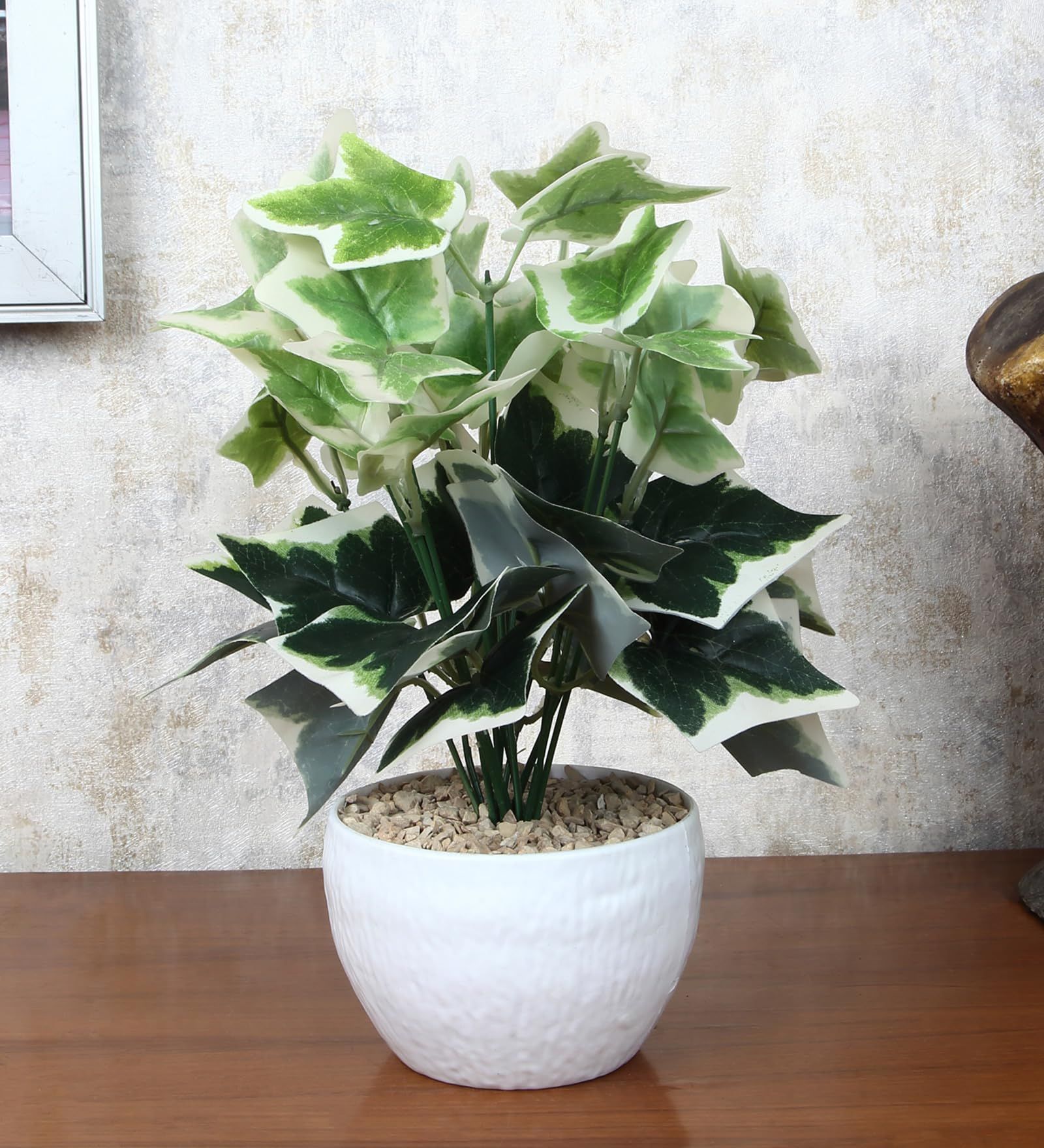 Foliyaj Artificial Ivy Plant with White Pot |Artificial Plants for Home Decor| Indoor Artificial Plants for Living Room|Potted Artificial Plants