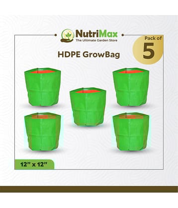 Nutrimax HDPE Grow Bags 12 inch x 12inch Pack of 5 Outdoor Plant Bag