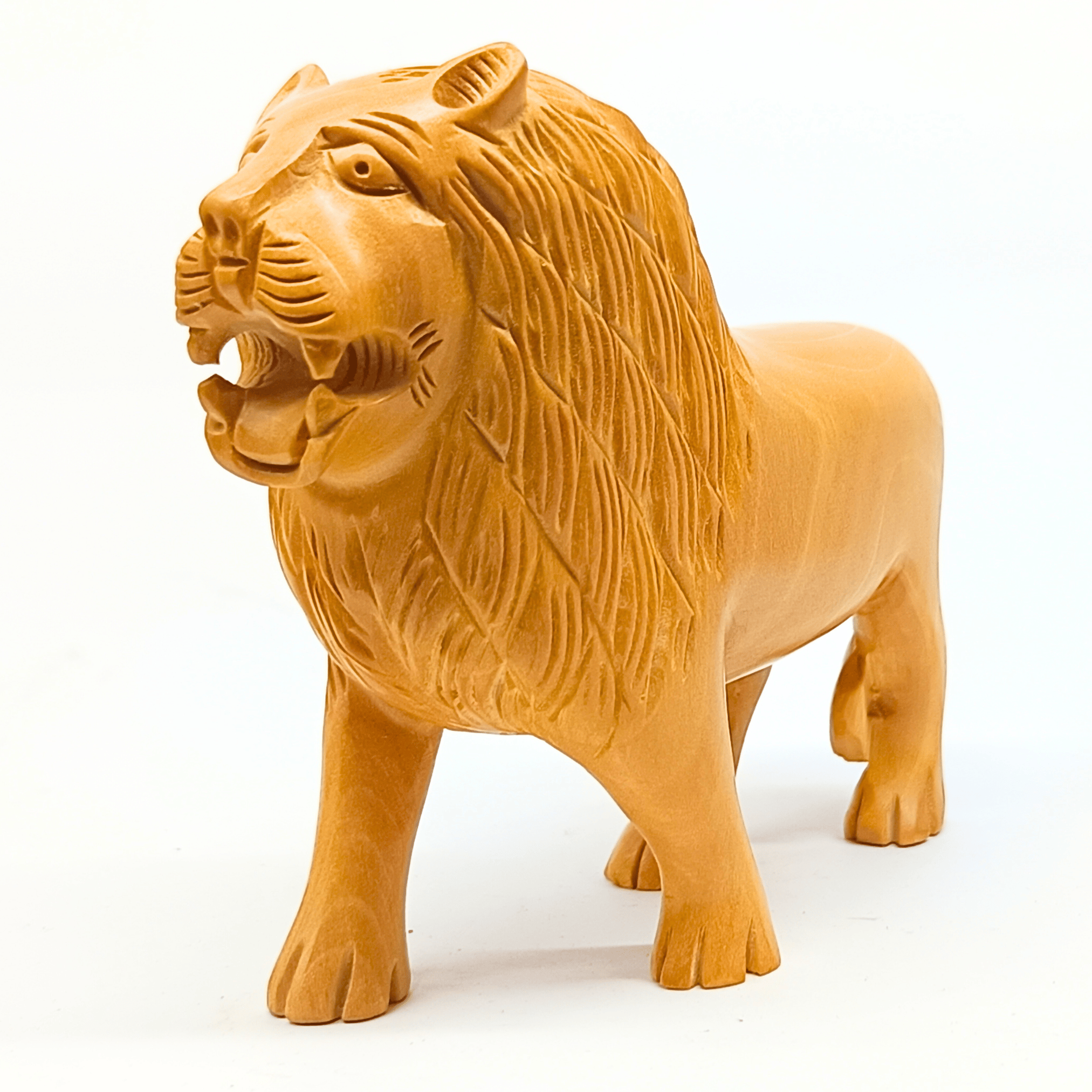 Handcrafted Wooden Lion Statue | Antique | 5-Inch