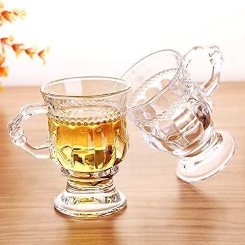 Royal Glass Coffee Tea Cups Set of 6, 150 ML, Glass Mug for Espresso, Milk, Cold Brew, Hot/Cold Drinks (Perfect for Coffee and Tea Lovers)