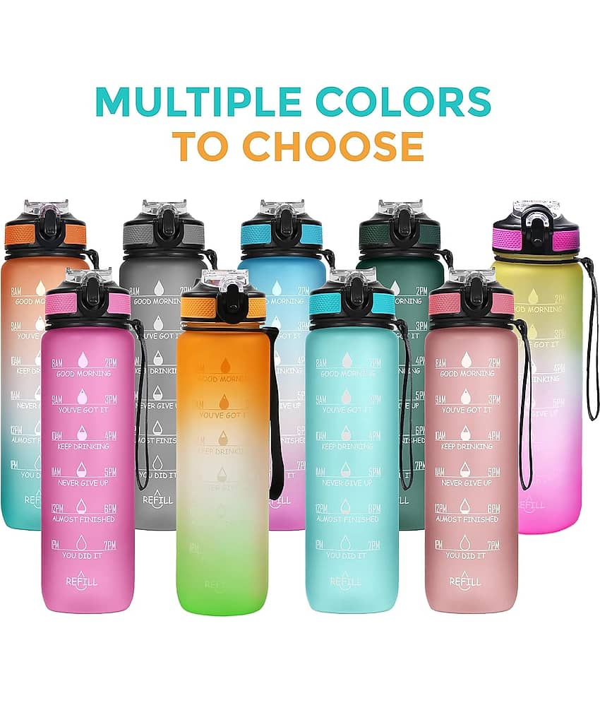 Radhe Creation Motivational Water Bottles, Gym Water Bottles Multicolour Plastic Sipper Water Bottle 1000 mL ( Set of 1 )