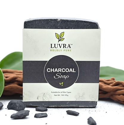 LUVRA Acne & Oil Control Charcoal Soap  100% Natural & Chemical-Free Deep Cleansing Bar (100-125g)
