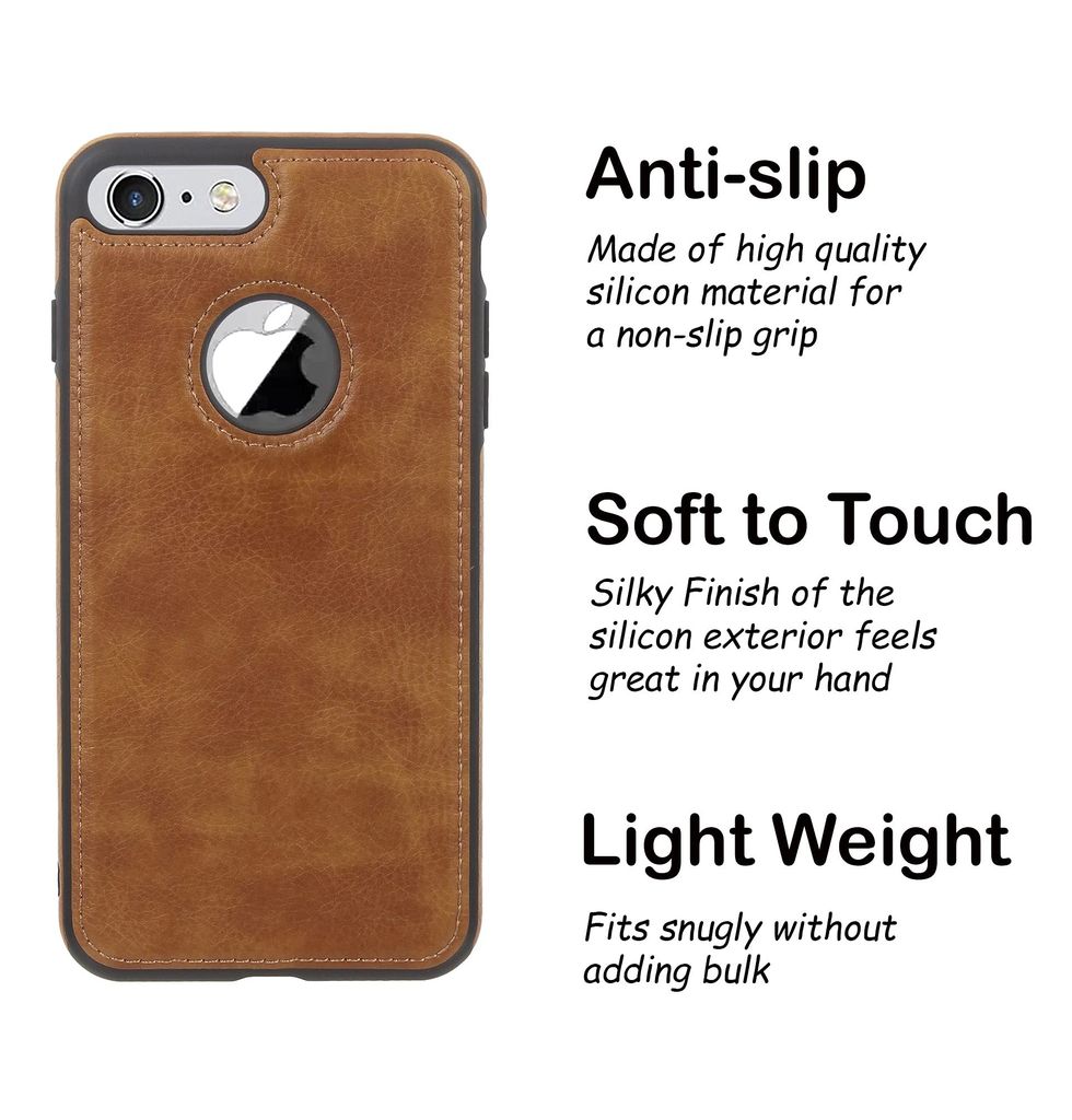 LIRAMARK PU Leather Flexible Back Cover Case Designed for iPhone 7/8