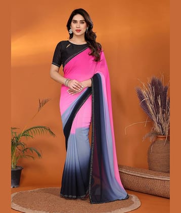ANAND SAREES Georgette Embellished Regular Saree With Unstitched Blouse Piece ( Multicolor )