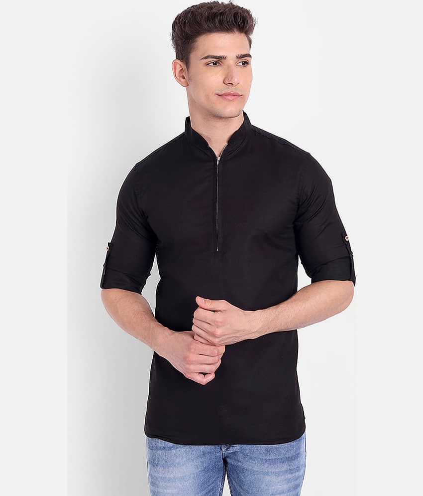 Vida Loca - Black Linen Slim Fit Men's Casual Shirt (Pack of 1)