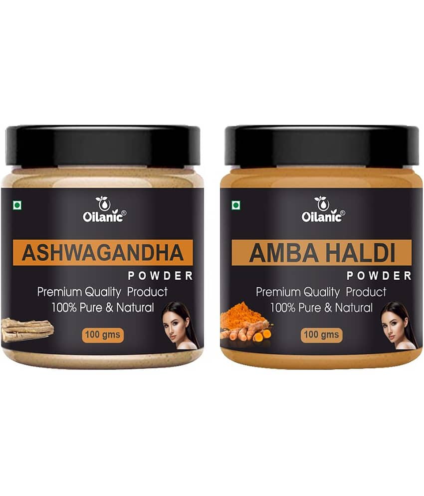 Oilanic 100% Pure Ashwagandha Powder & Amba Haldi Powder For Skin Hair Mask 200 g Pack of 2