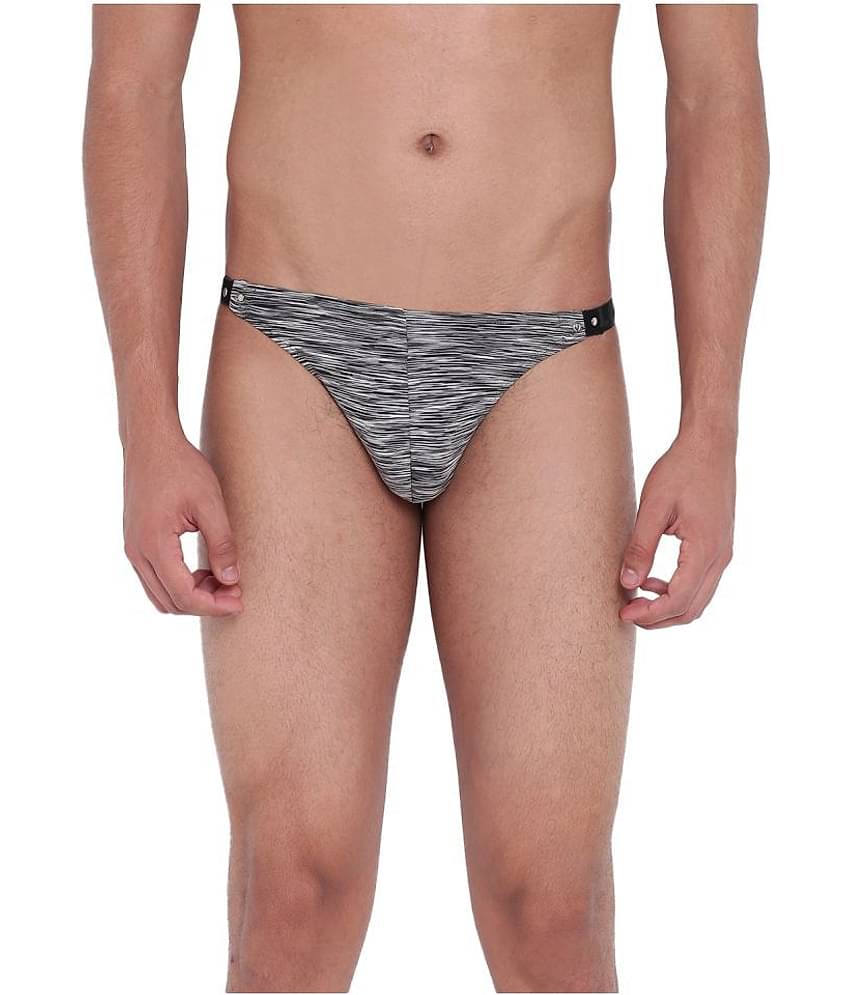 La Intimo Pack of 1 Polyester Thongs For Men's ( Light Grey )