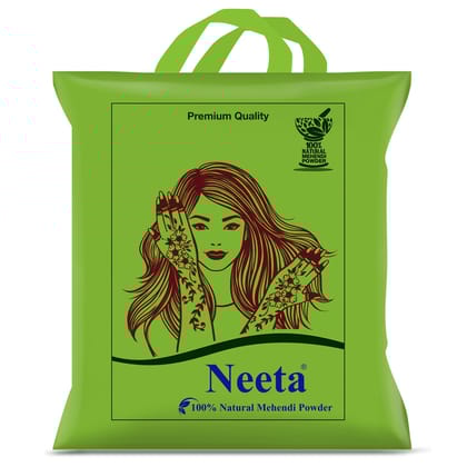 Neeta 100% Natural Mehendi Powder for Hair Colour 1kg, Pure Rajasthani Henna Powder with GI Tag for Hair, Hands & Feet, Rich Brown Shades