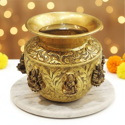 Brass Ashta Lakshmi Water Pot | Temple Puja Item, Height : 5 Inch (BSMAS1915 B)