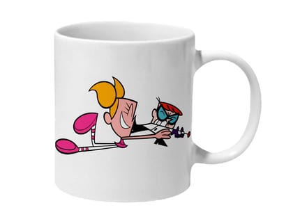 Multicolor Dexter And Deedee Fighting For The Remote Ceramic Mug