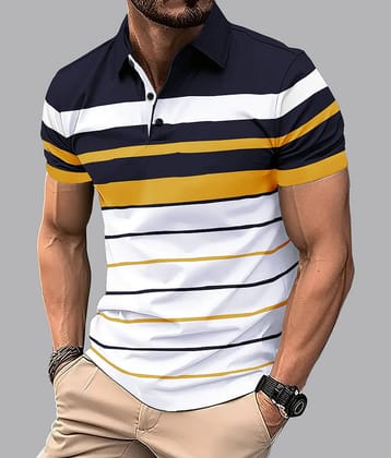 Eyebogler Men Cotton Blend Regular Fit Solid Polo T Shirt ( Mustard )