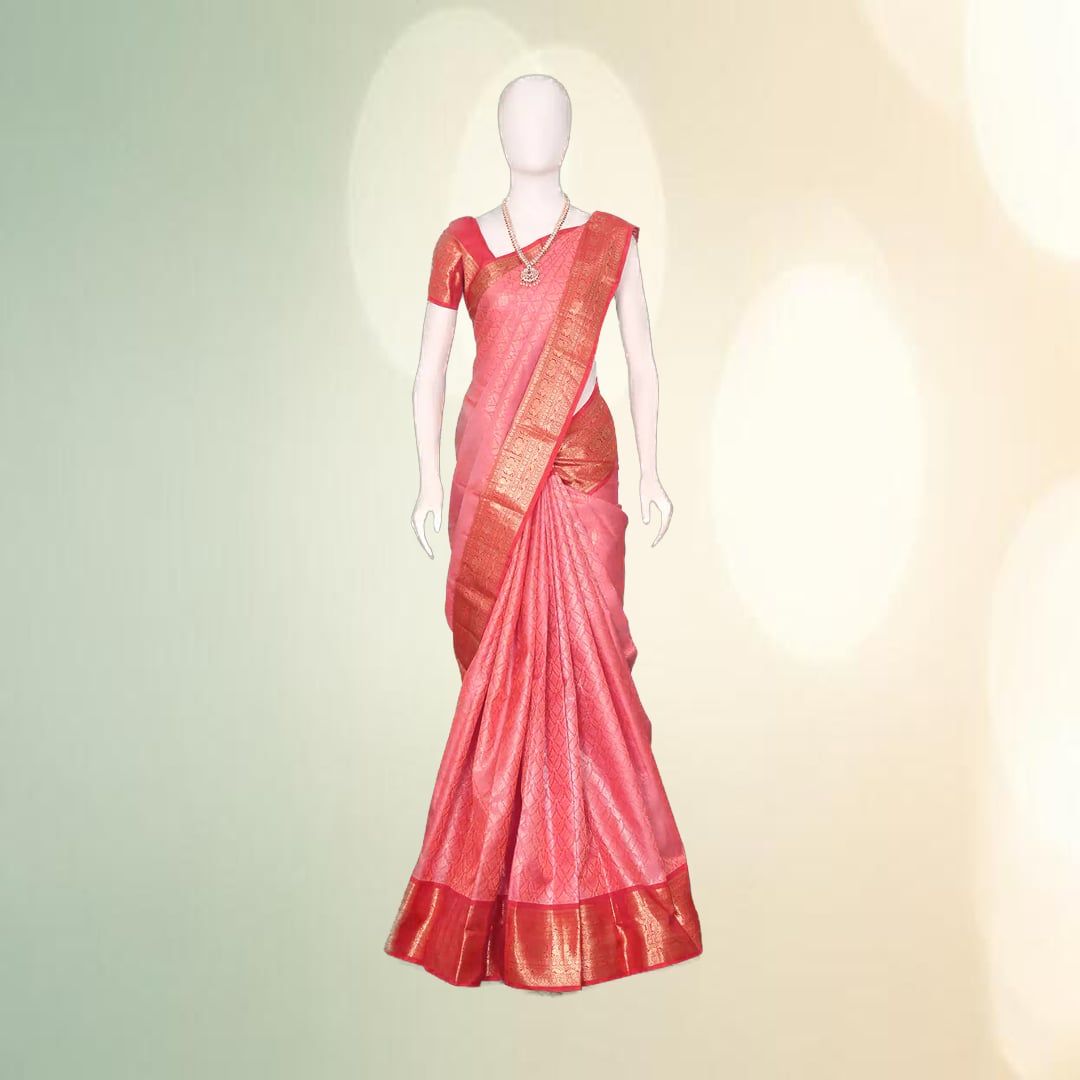 Traditional Pink Pattu Silk Saree with Gold Zari Border | Elegant Ethnic Wear | Festive & Wedding