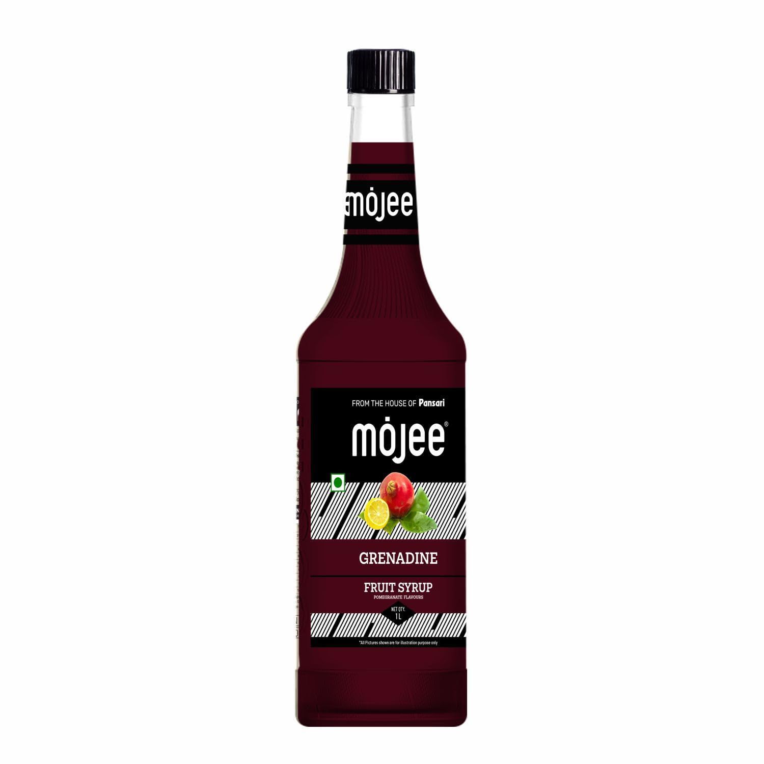 Mojee Grenadine Syrup | Sweet & Tart Pomegranate-Flavored Syrup for Mocktails, Cocktails, Lemonades & Beverages | Bar & Caf Essential  1L