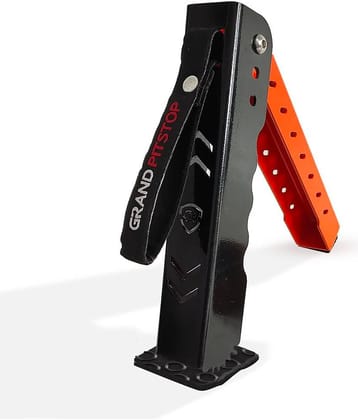 Grand Pitstop Moto Jack for Bike Adjustable, Chain Cleaning and Lubrication, Puncture Check for Double Sided swingarm (Black + Orange, Motorcycle Weight Upto 220 kg)
