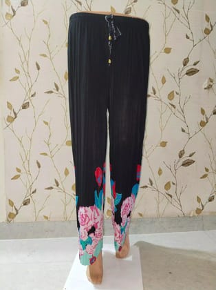 99ladies Store Black Floral Printed Plazo for Women