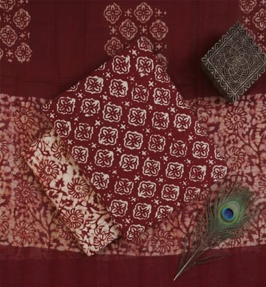 Handcrafted Cotton Batik Print 3-Piece Suit Set