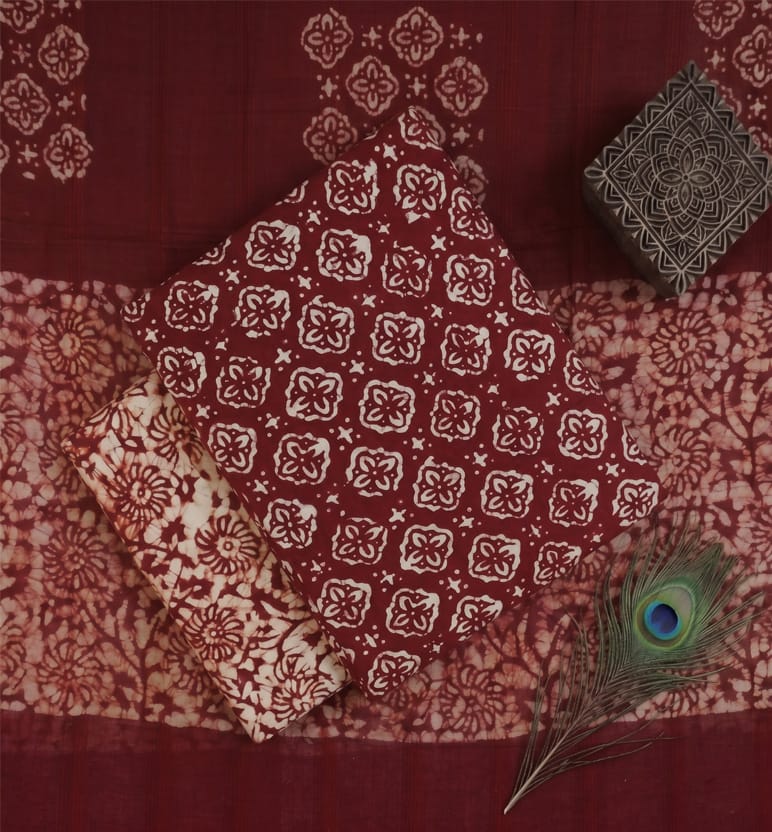 Handcrafted Cotton Batik Print 3-Piece Suit Set