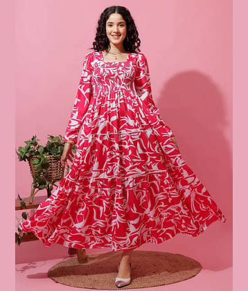 Sheetal associates Women Crepe Printed Fit & Flare Dress ( Pink )