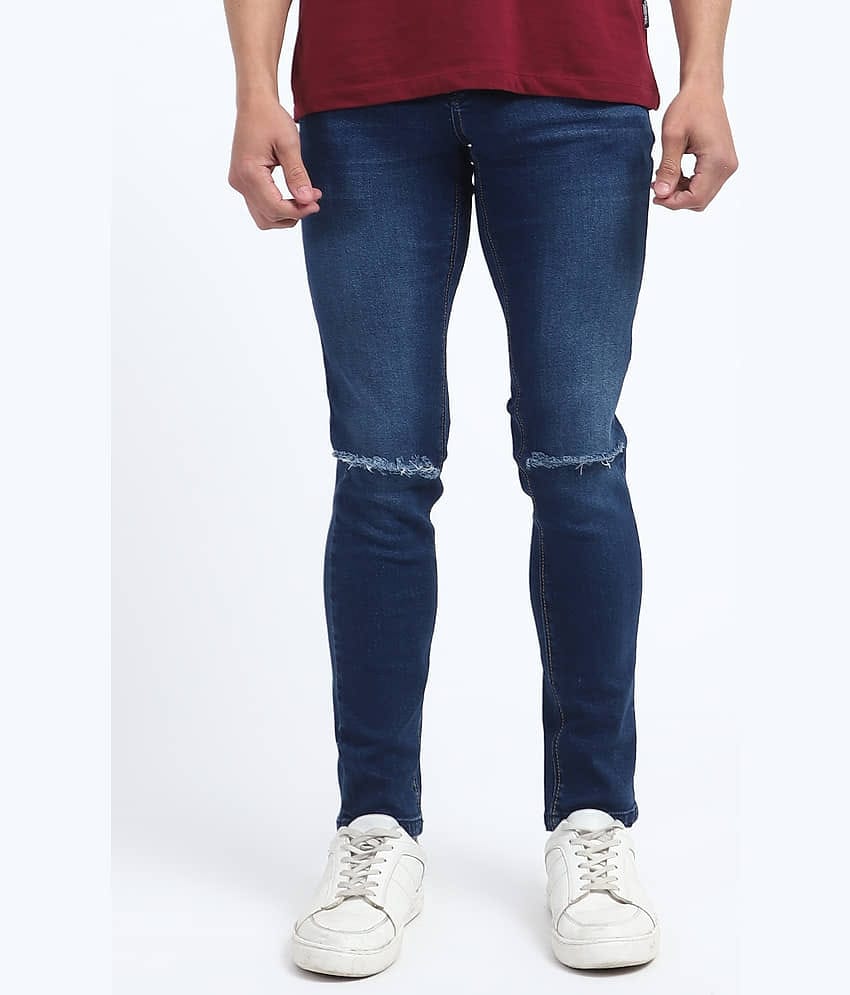 plounge Skinny Fit Distressed Men's Jeans - Blue ( Pack of 1 )