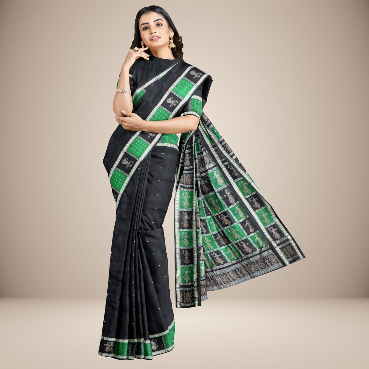 Mini Buti Doll Border Bomkai Silk Saree