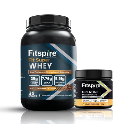 Fit Super Whey Protein Combos (1kg) With Free Creatine-Gourmet Coffee