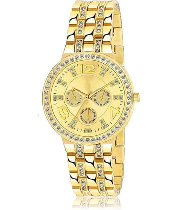 Viser Gold Metal Analog Womens Watch