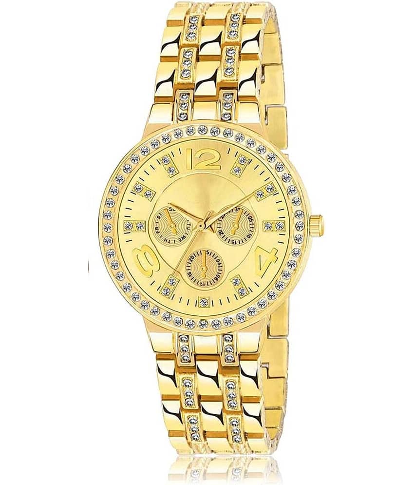 Viser Gold Metal Analog Womens Watch