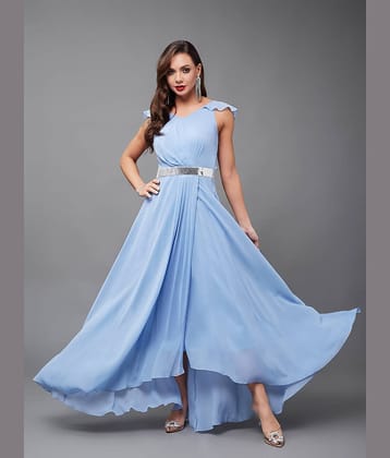 Miss Chase Women Georgette Solid Gown ( Blue )