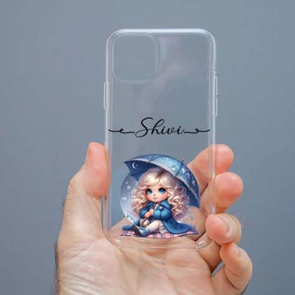 Personalized Cute Girl Transparent Silicon Case Customised with Name for Oppo, Vivo, Redmi, Realme, Poco, Mi, OnePlus, Samsung, iPhone, and More - design 82