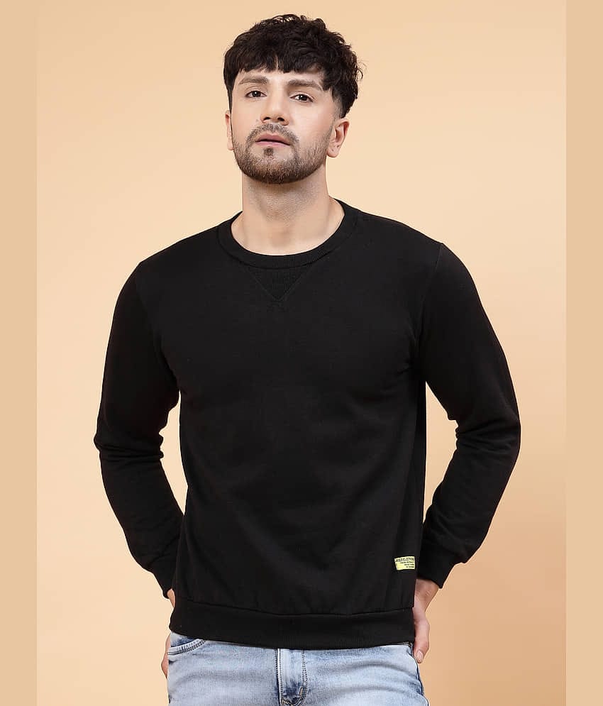 Rigo Fleece Round Neck Men's Sweatshirt - Black ( Pack of 1 )