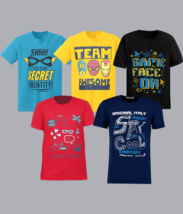 Santee Pack of 1 Boys Cotton Blend T-Shirt ( Multicolor )