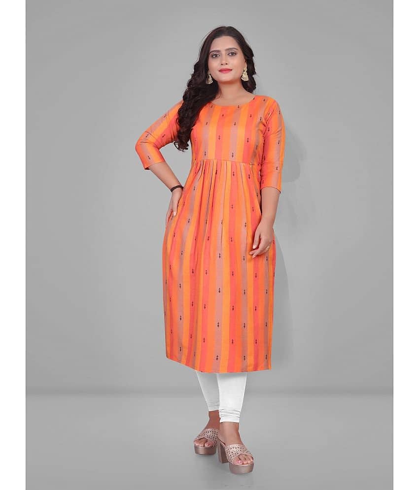 Parastri Orange Cotton Maternity Tops