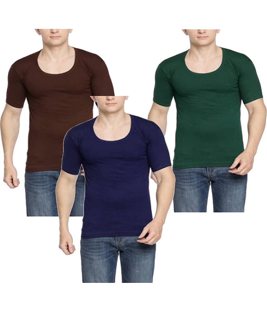 VEE SAA Pack of 3 Cotton Basic Vest For Men ( Multicolor )