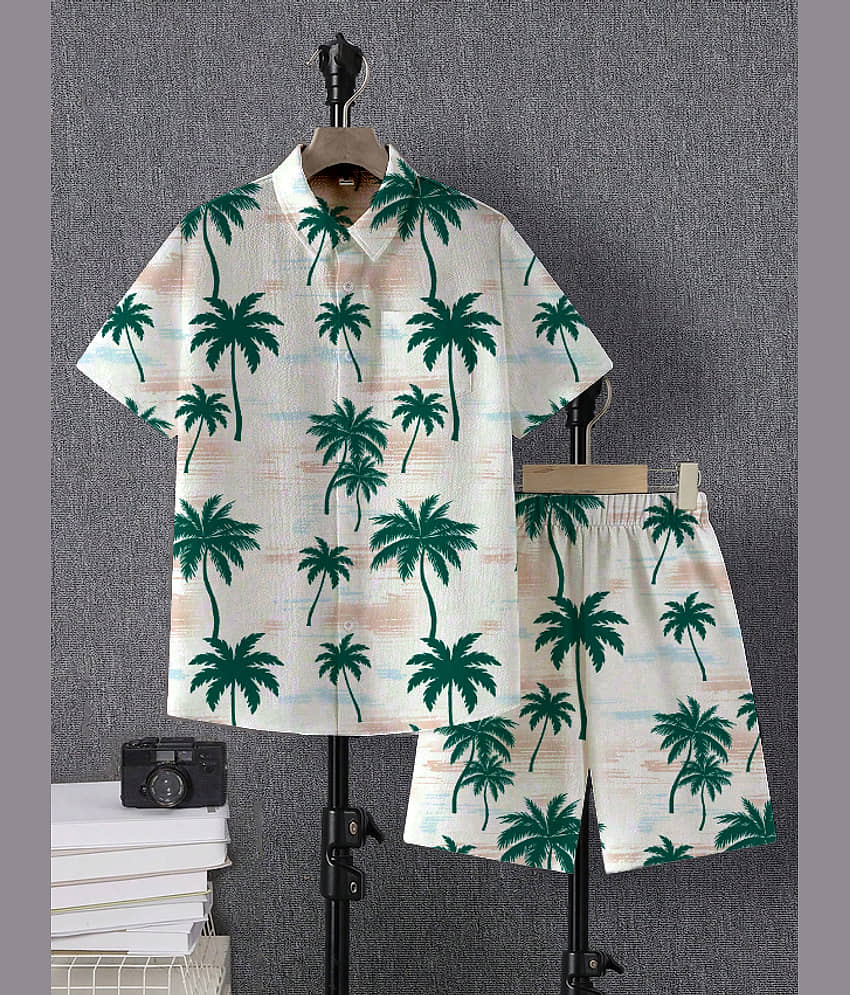 fastdeal Pack of 1 Boys Cotton Blend Shirt & Shorts Set ( Green )