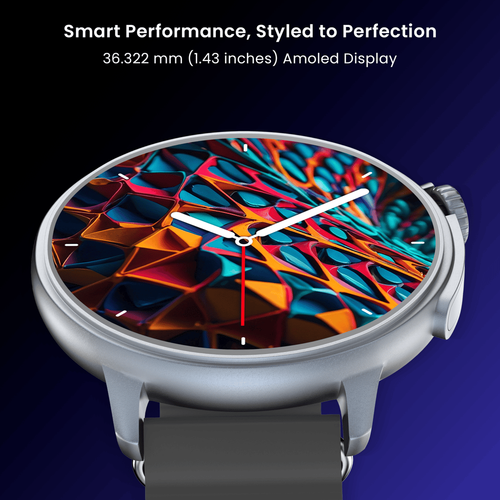 CELLECOR M7 PRO RAY 1.43" AMOLED Display | 700 NITS | AOD | BT-Calling | AI Voice | Split Screen | IP67 | Rotating Crown | SmartWatch (Black)