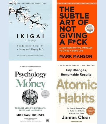 The Psychology Of Money+Ikigai+The Subtle Art Of Not Giving+Atomic Habits 4Books Best Seller