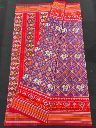 Pochampally Ikkat Silk PatolaVoilet With Red Sari