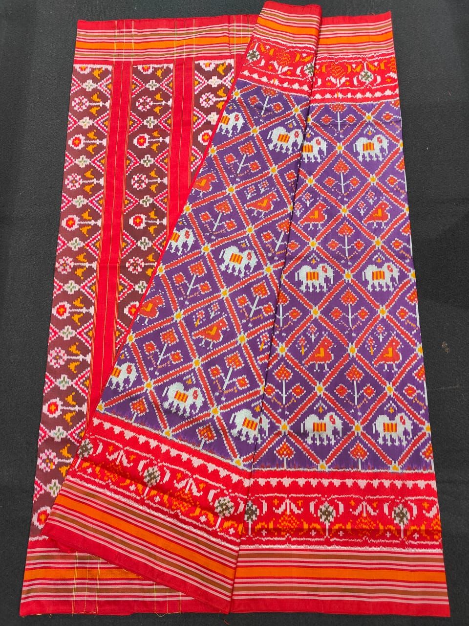 Pochampally Ikkat Silk PatolaVoilet With Red Sari